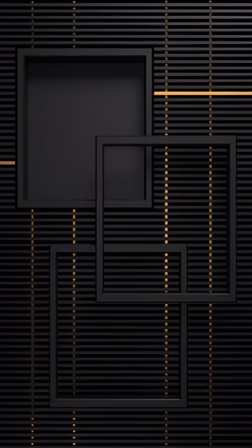 Minimalist Black Geometric Frames on Slatted Dark Background - Free 4K & 8K Mobile Wallpaper