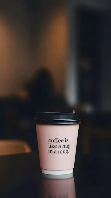 Minimalist Coffee Cup with Quote in a Warm Cafe Setting - Free 4K & 8K Mobile Wallpaper