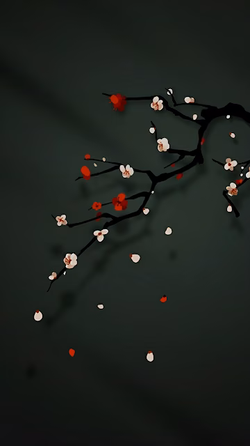Minimalist Plum Blossom Branch with Falling Petals - Free 4K & 8K Mobile Wallpaper