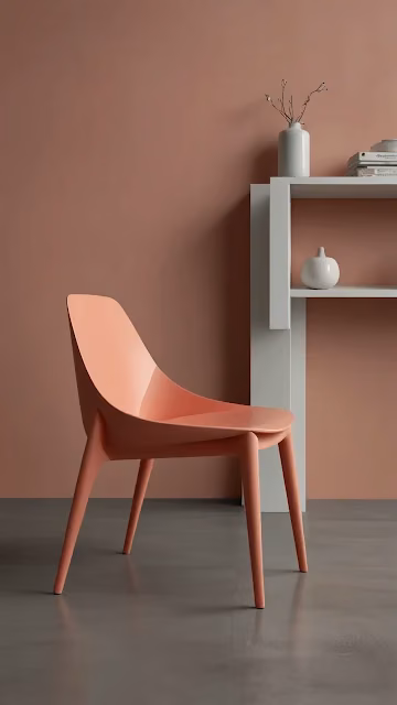 Modern Peach Chair against Dusty Rose Wall Interior Design - Free 4K & 8K Mobile Wallpaper