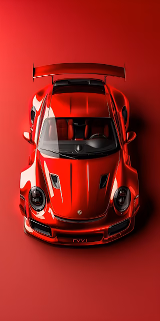 Monochromatic Red Race Car Top View Studio Shot - Free 4K & 8K Mobile Wallpaper