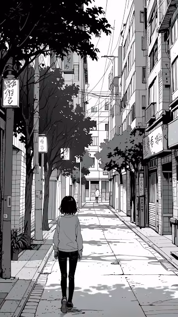 Monochrome Alleyway Walk in Japanese Urban District - Free 4K & 8K Mobile Wallpaper