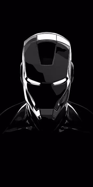 Monochrome Iron Man Armor Portrait Illustration - Free 4K & 8K Mobile Wallpaper