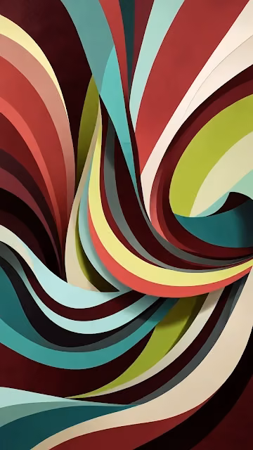 Moody Abstract Paper Swirls in Burgundy and Teal Layers - Free 4K & 8K Mobile Wallpaper