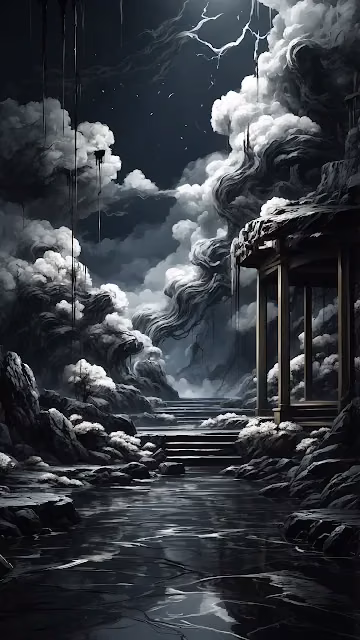 Mysterious Stairway Through Stormy Clouds - Free 4K & 8K Mobile Wallpaper