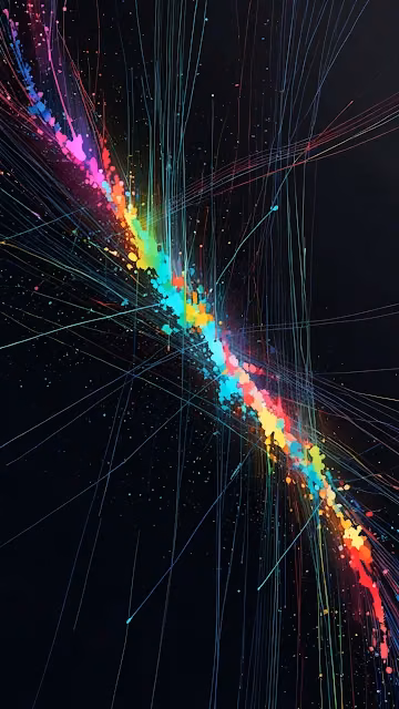 Neon Rainbow Particle Explosion Abstract Digital Art - Free 4K & 8K Mobile Wallpaper
