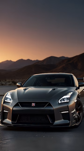 Nissan GT-R R35 Sports Car Sunset Desert Drive - Free 4K & 8K Mobile Wallpaper