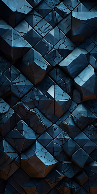 Obsidian Geometric Texture Dark Blue Fractal Stone Pattern - Free 4K & 8K Mobile Wallpaper