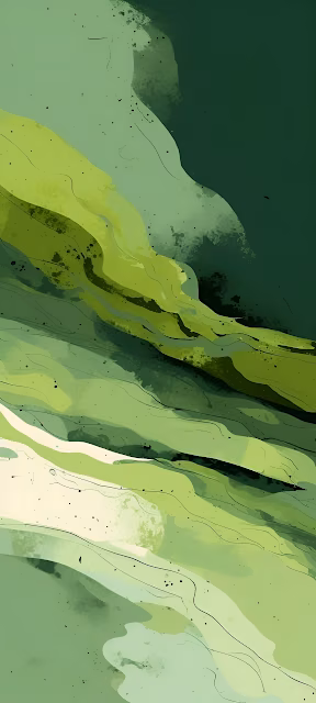 Organic Green Flow Abstract Painting Layered Watercolor Texture - Free 4K & 8K Mobile Wallpaper