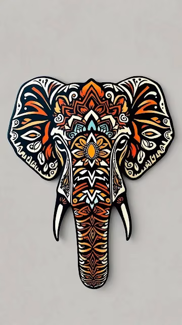 Ornate Mandala Elephant Head Design - Free 4K & 8K Mobile Wallpaper
