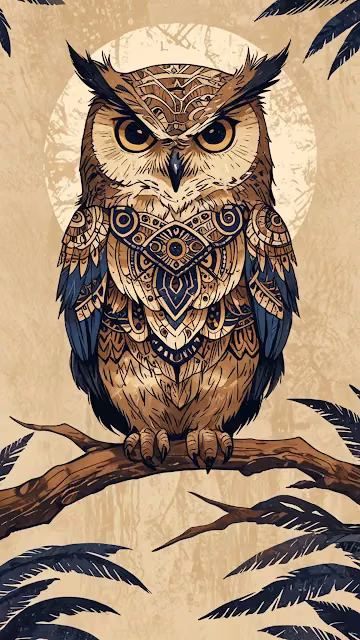 Ornate Owl with Intricate Mandala Patterns - Free 4K & 8K Mobile Wallpaper