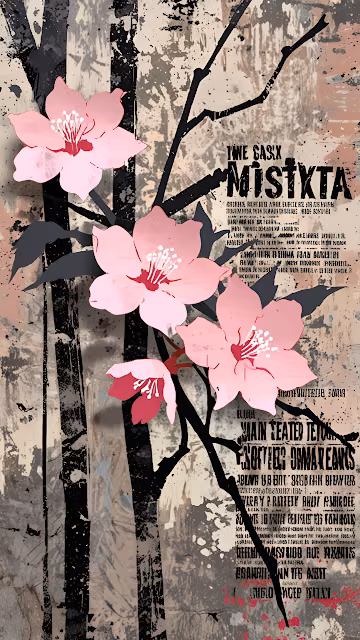 Pink Cherry Blossoms Grunge Art Mixed Media Texture - Free 4K & 8K Mobile Wallpaper