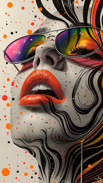Pop Art Glamour Woman with Rainbow Aviator Sunglasses - Free 4K & 8K Mobile Wallpaper