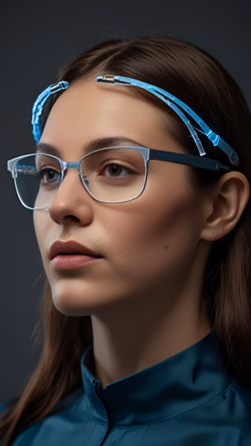 Portrait of Scientist with Glowing Blue Neuro Headband - Free 4K & 8K Mobile Wallpaper