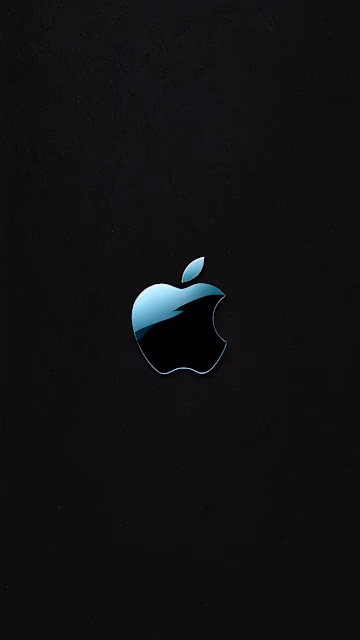 Reflective Blue Apple Logo on Dark Textured Surface - Free 4K & 8K Mobile Wallpaper