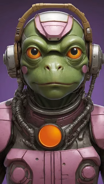 Sci-Fi Frog Alien DJ Portrait in Pink Armor - Free 4K & 8K Mobile Wallpaper