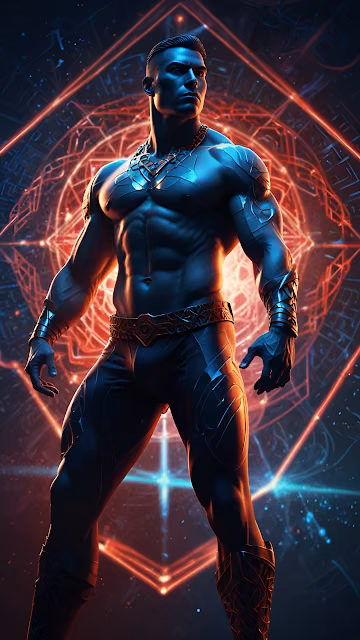 Sci Fi Warrior Hero Glowing Red Energy Portal - Free 4K & 8K Mobile Wallpaper