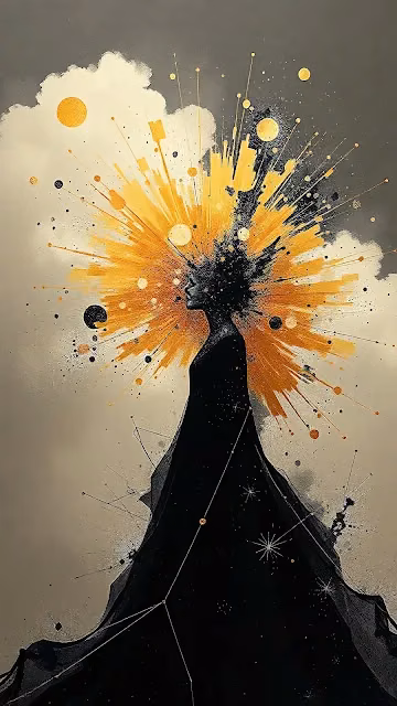 Silhouette Woman with Cosmic Golden Explosion - Free 4K & 8K Mobile Wallpaper