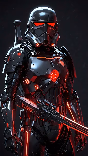 Sith Trooper Black Armor Red Neon Sci Fi Warrior Art - Free 4K & 8K Mobile Wallpaper