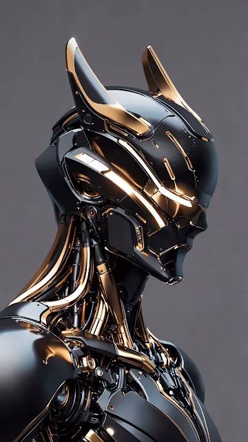 Sleek Black and Gold Cybernetic Android Head Profile - Free 4K & 8K Mobile Wallpaper
