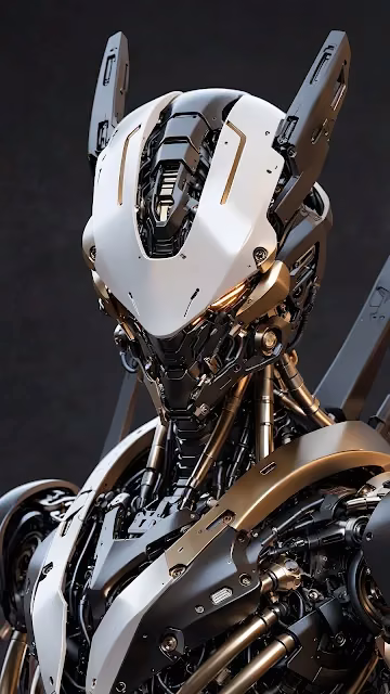 Sleek Futuristic Mecha Robot Head Digital Art Render - Free 4K & 8K Mobile Wallpaper