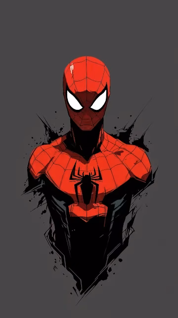 Spider-Man bust in bold red and black with ink splatter effect - Free 4K & 8K Mobile Wallpaper
