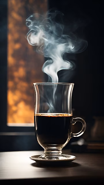 Steaming Dark Coffee in Glass Mug Vertical - Free 4K & 8K Mobile Wallpaper
