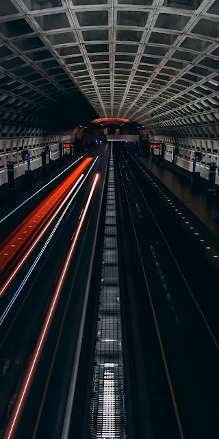 Subway Tunnel Light Trails Long Exposure Vertical View - Free 4K & 8K Mobile Wallpaper