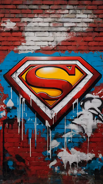 Superman Logo Graffiti on Weathered Brick Wall - Free 4K & 8K Mobile Wallpaper
