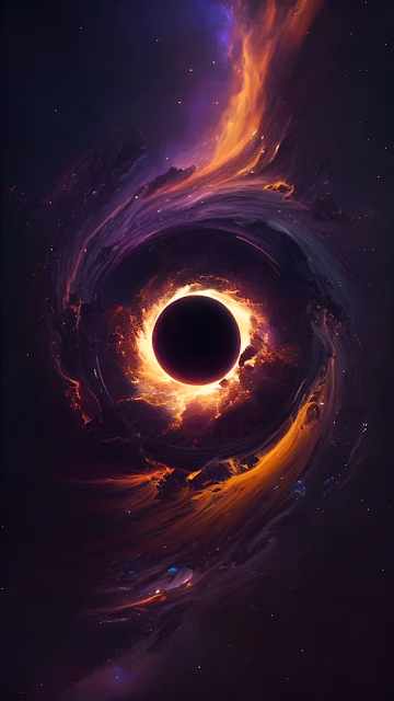 Supermassive Black Hole Swirling Accretion Disk Cosmic Energy - Free 4K & 8K Mobile Wallpaper