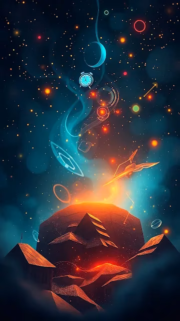 Surreal Planet with Floating Clocks and Orbs - Free 4K & 8K Mobile Wallpaper