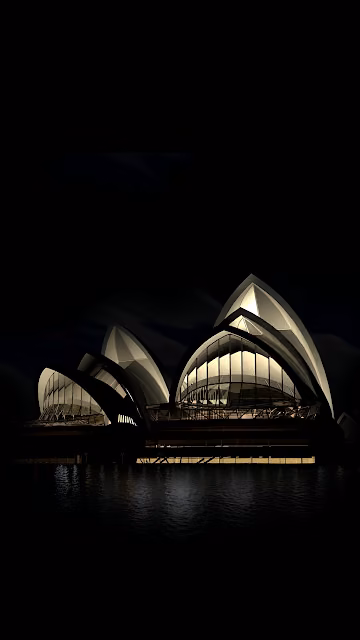 Sydney Opera House Night Silhouette Over Dark Water - Free 4K & 8K Mobile Wallpaper