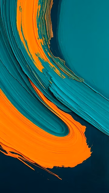 Teal and Orange Textured Abstract Paint Strokes - Free 4K & 8K Mobile Wallpaper