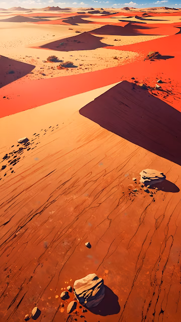 Terracotta Red Desert Dunes Stylized Landscape Vector Illustration - Free 4K & 8K Mobile Wallpaper