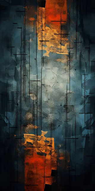 Textured Abstract Art Teal Orange Vertical Lines Design - Free 4K & 8K Mobile Wallpaper