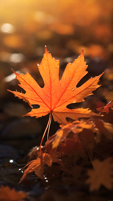 Translucent Orange Maple Leaf, Autumn Sunlight - Free 4K & 8K Mobile Wallpaper