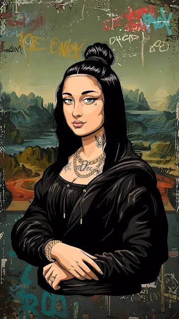 Urban Graffiti Reimagined Mona Lisa Portrait - Free 4K & 8K Mobile Wallpaper