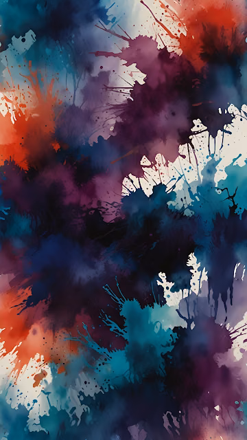 Vibrant Abstract Paint Splatter in Deep Blues and Reds - Free 4K & 8K Mobile Wallpaper