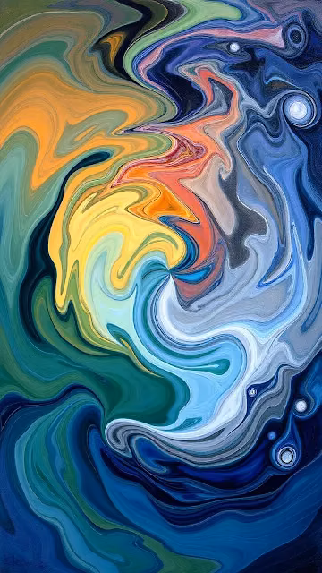 Vibrant Abstract Swirl of Ocean and Fire Colors - Free 4K & 8K Mobile Wallpaper