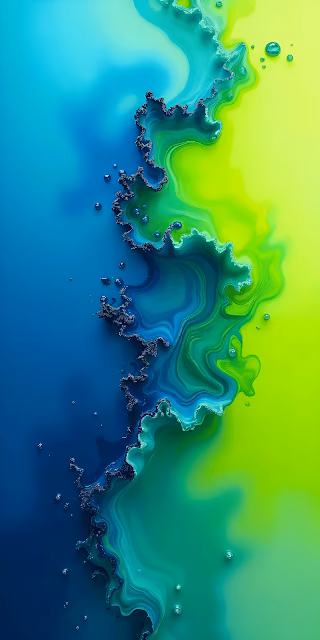 Vibrant Blue and Lime Green Fluid Art, Textured Liquid Flow - Free 4K & 8K Mobile Wallpaper