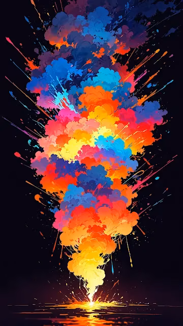 Vibrant Color Explosion Over Dark Water - Free 4K & 8K Mobile Wallpaper