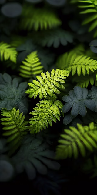 Vibrant Green Fern Leaves Dark Forest Foliage Texture - Free 4K & 8K Mobile Wallpaper
