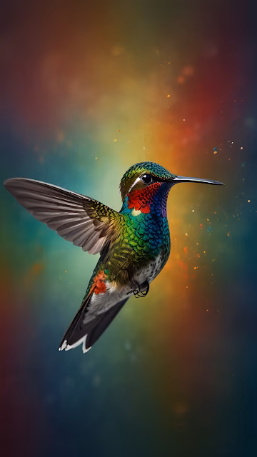 Vibrant Hummingbird Rainbow Bokeh Background - Free 4K & 8K Mobile Wallpaper