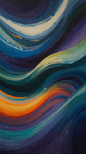 Vibrant Impasto Waves Abstract Painting Texture Art - Free 4K & 8K Mobile Wallpaper