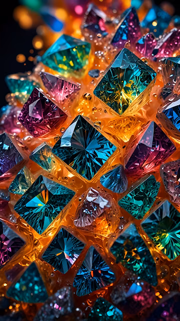 Vibrant Jewel Cluster Macro Shot Teal Magenta Crystals - Free 4K & 8K Mobile Wallpaper