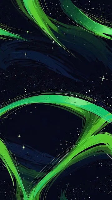 Vibrant Neon Green Abstract Light Streaks in Dark Space - Free 4K & 8K Mobile Wallpaper