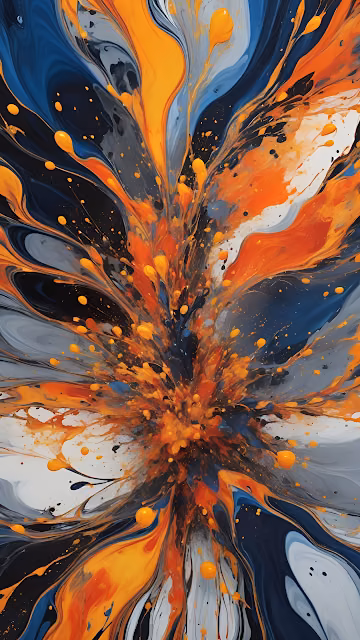 Vibrant Orange Blue Ink Explosion Abstract Fluid Art Splatter - Free 4K & 8K Mobile Wallpaper