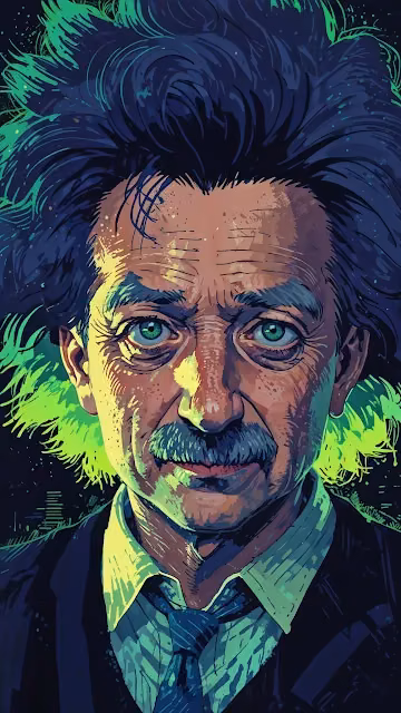 Vibrant Pop Art Portrait of Albert Einstein - Free 4K & 8K Mobile Wallpaper