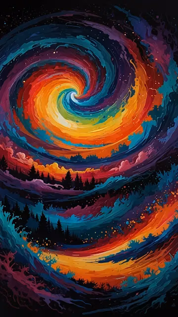 Vibrant Rainbow Vortex Swirl Abstract Painting - Free 4K & 8K Mobile Wallpaper