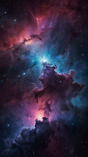 Vibrant Stellar Nursery Nebula in Deep Space - Free 4K & 8K Mobile Wallpaper